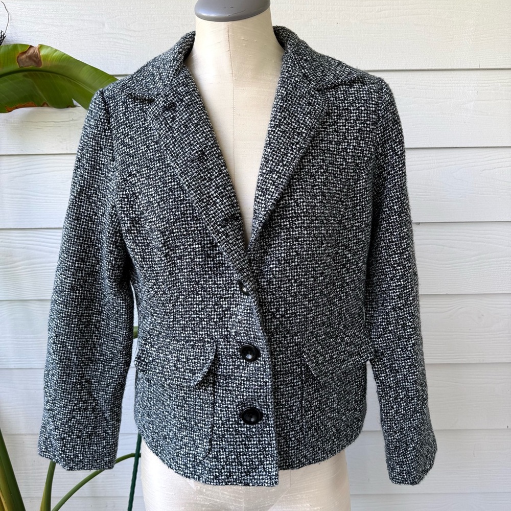 Croft & Barrow Black & White Tweed Lined Blazer – Size‎ Medium